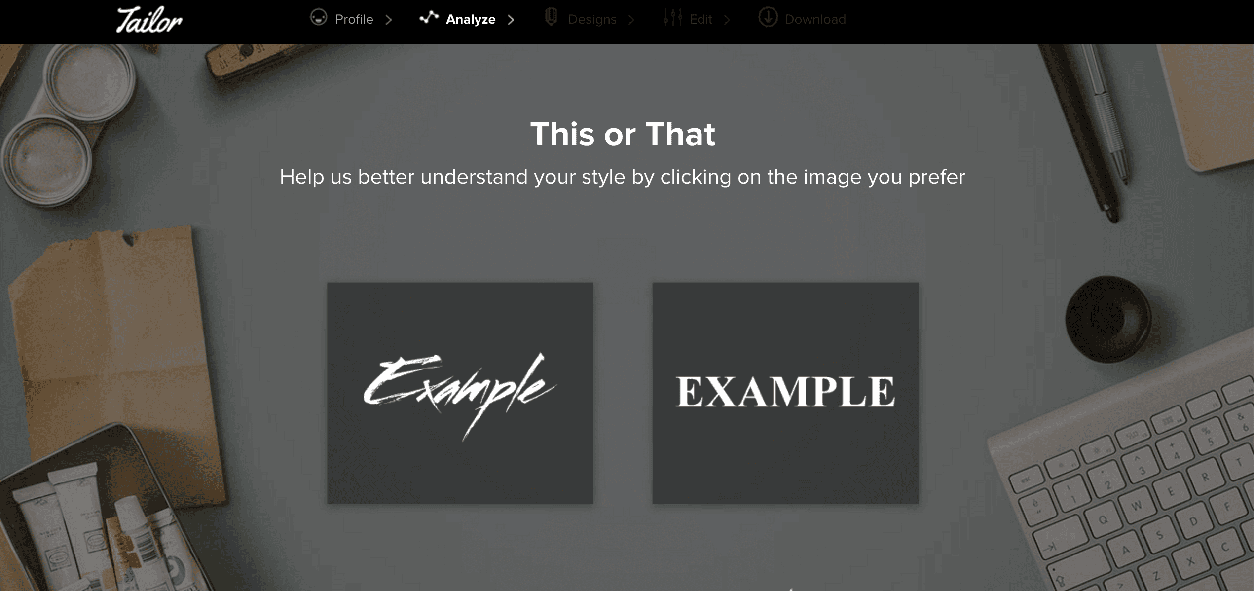 Font comparison as seen on Tailor Brands