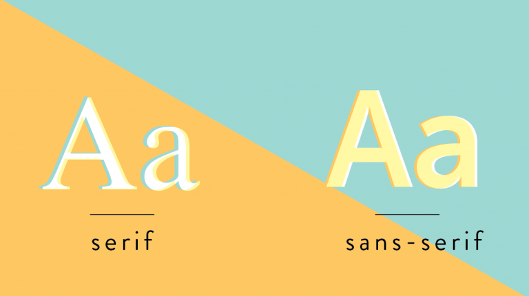 Comparison image between a serif and sans serif font