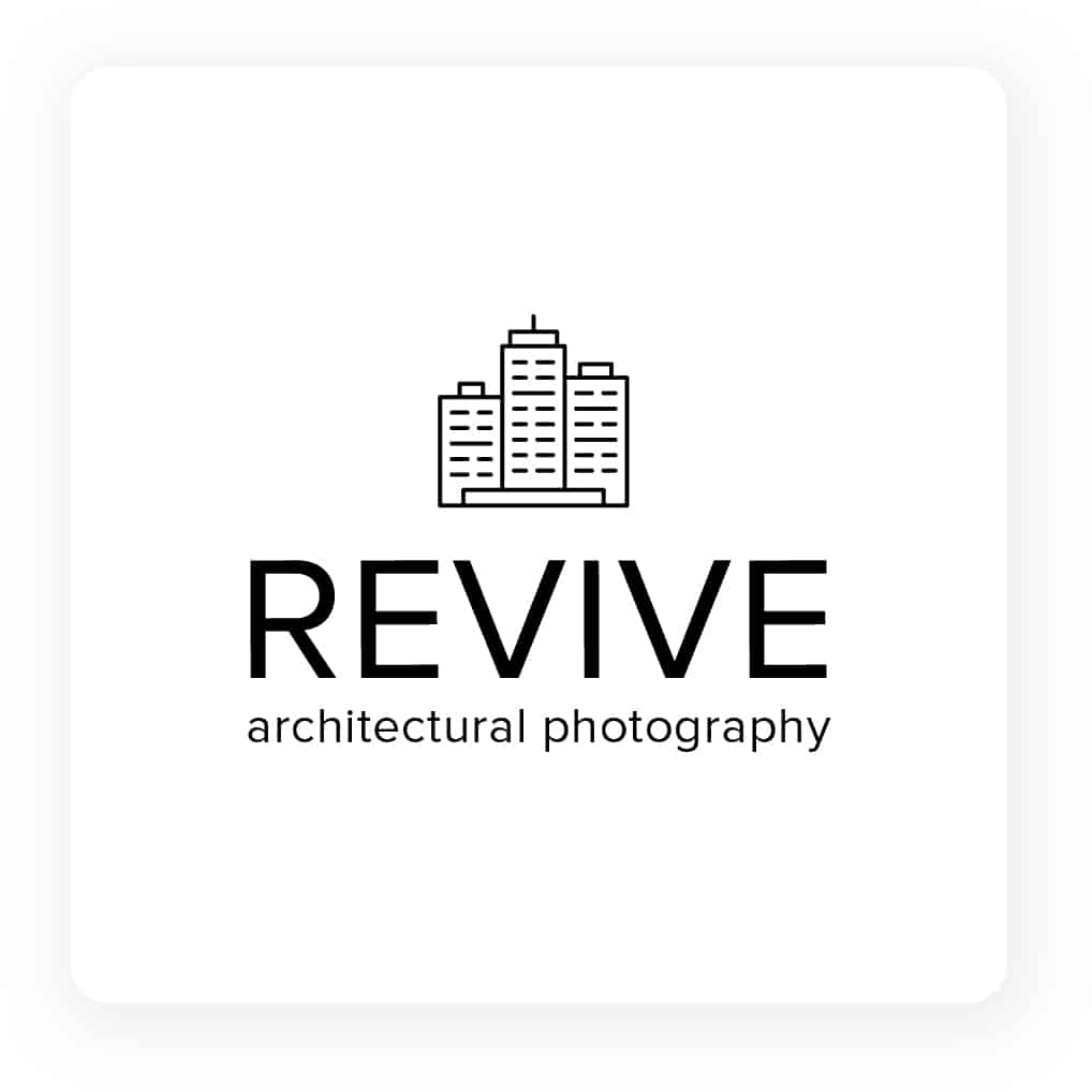 photography logo with buildings icon