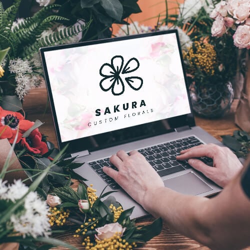 Flower logo mockup