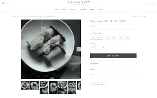 product page of silk & willow