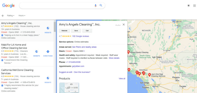 google my business cleaning