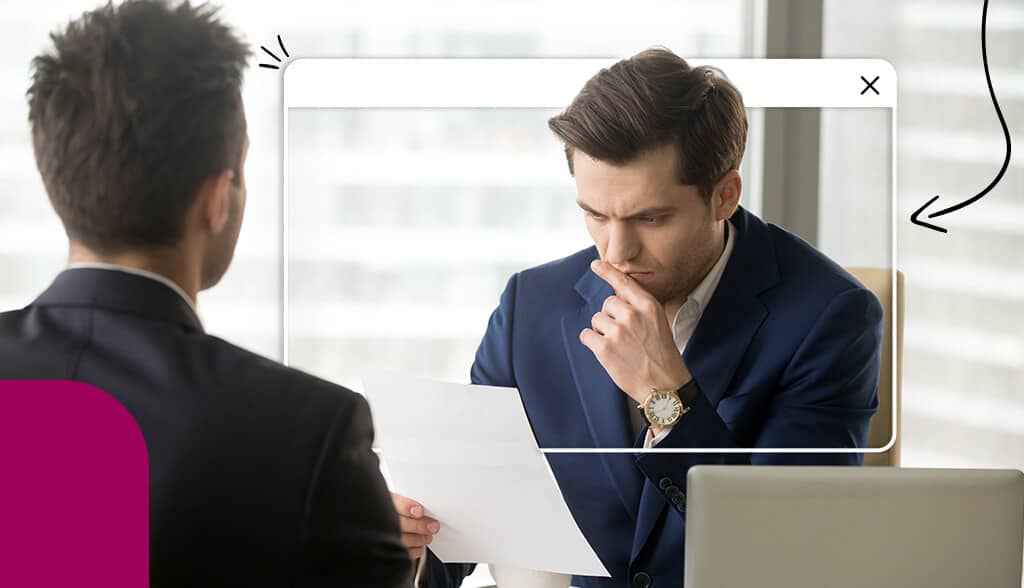 business man looking at paper