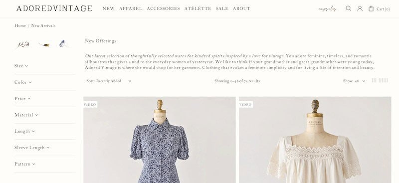 Adoredvintage website