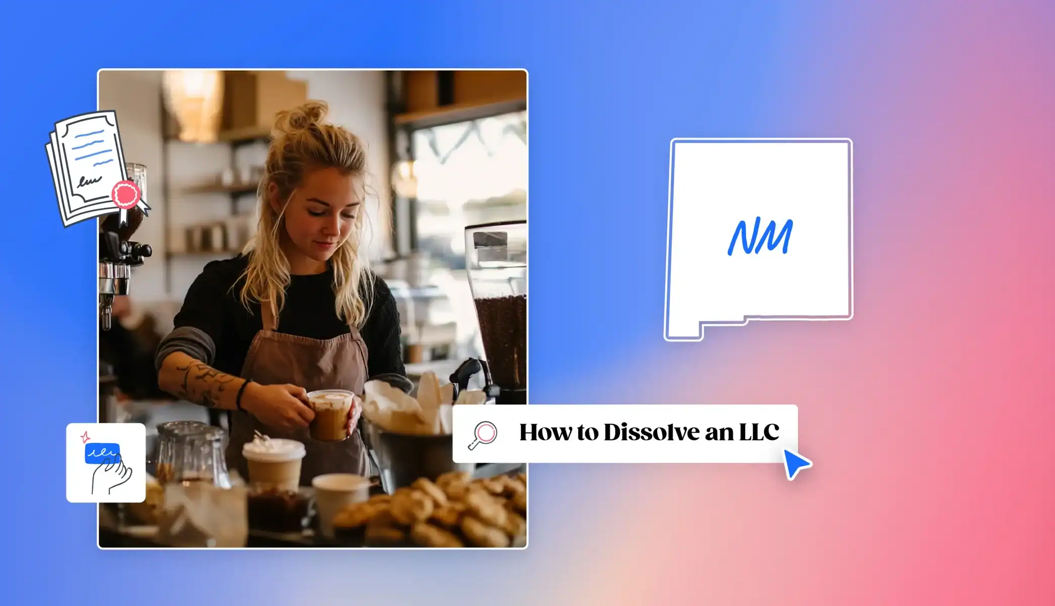 Business owner dissolving LLC in New Mexico New Mexico state map