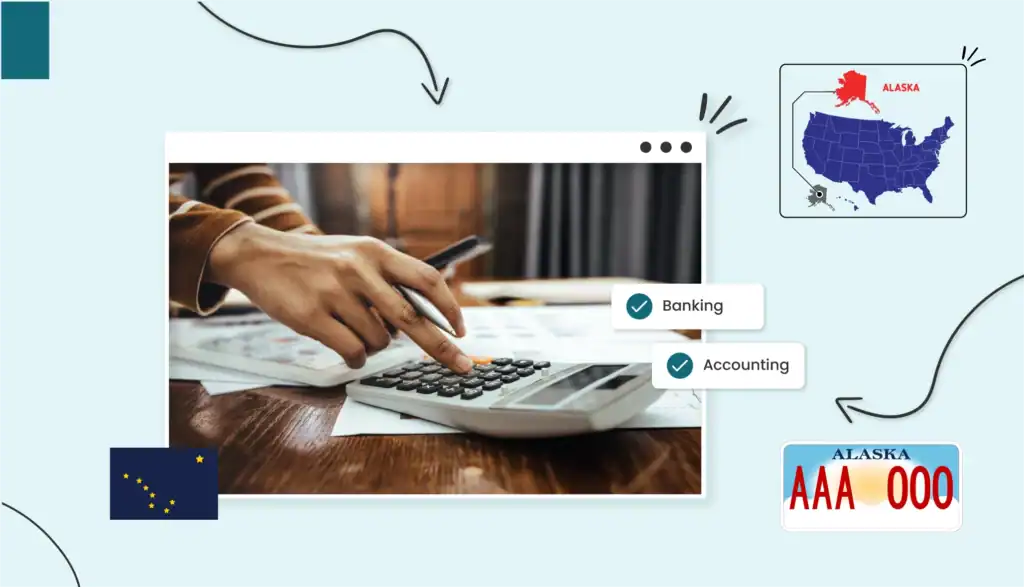 Small business owner using a calculator to budget for their business in Alaska