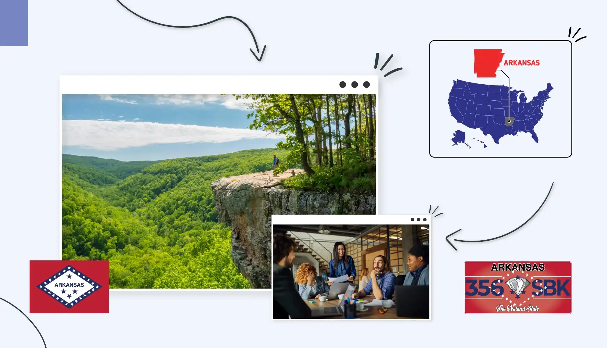 Small business owners sitting around a table in Arkansas