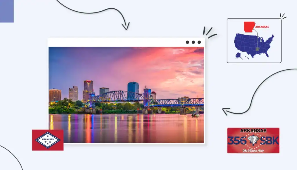 Scenic view of a city skyline over the water in Arkansas