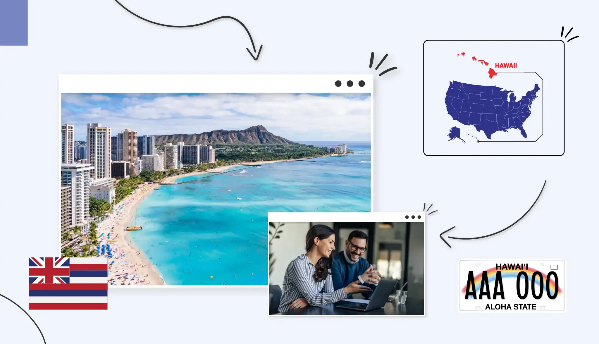 Small business owners looking at a laptop screen in Hawaii