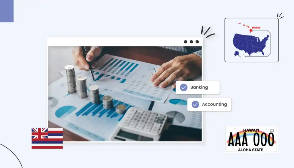 Small business owner drawing a graph with a calculator as they budget for their small business in Hawaii
