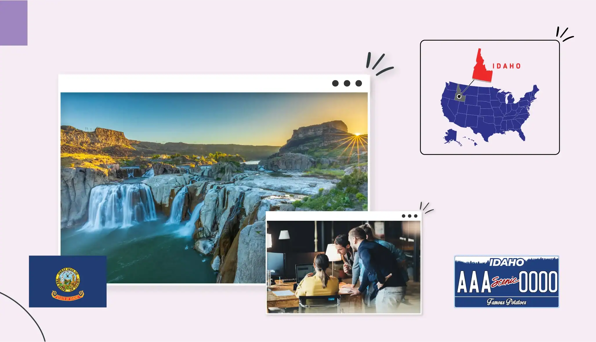 Small business owners standing around a table in Idaho