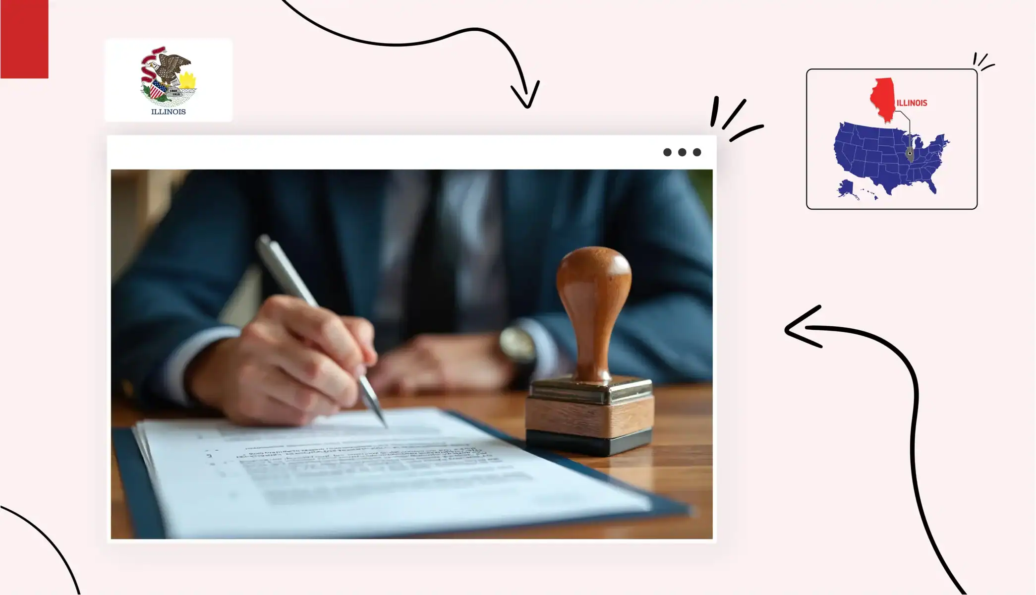 Small business owner signing a document in Illinois