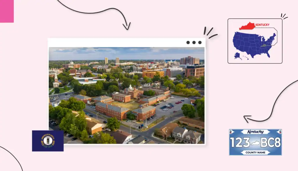 Aerial view of small city in Kentucky