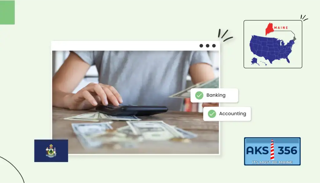 Small business owner holding cash and a calculator, budgeting for their small business in Maine