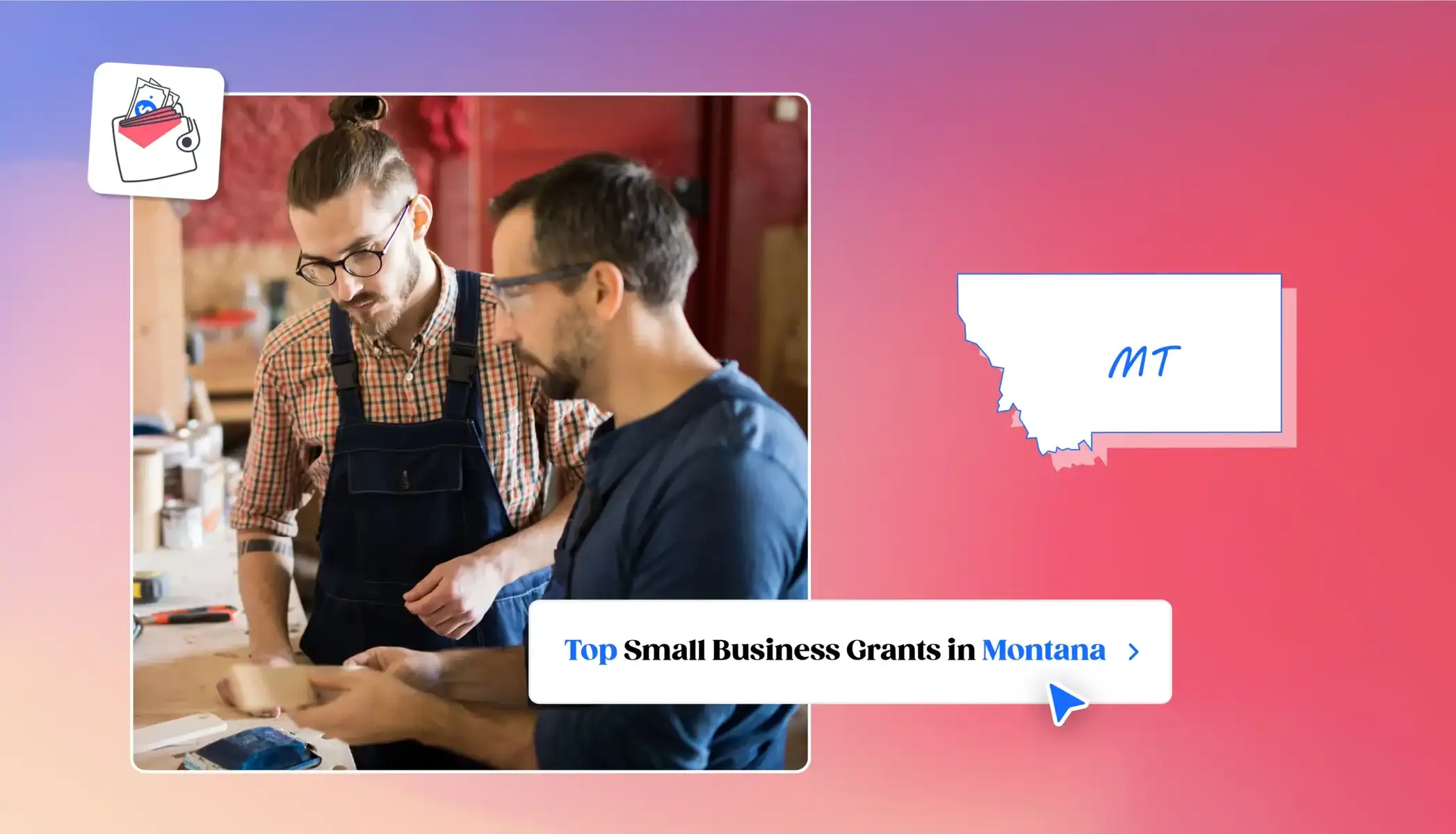 Small business owners applying for grants in Montana Montana state map