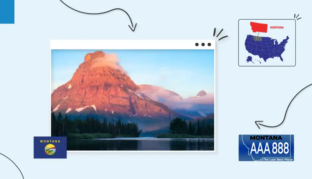 Scenic views of Montana mountains 
Montana state map