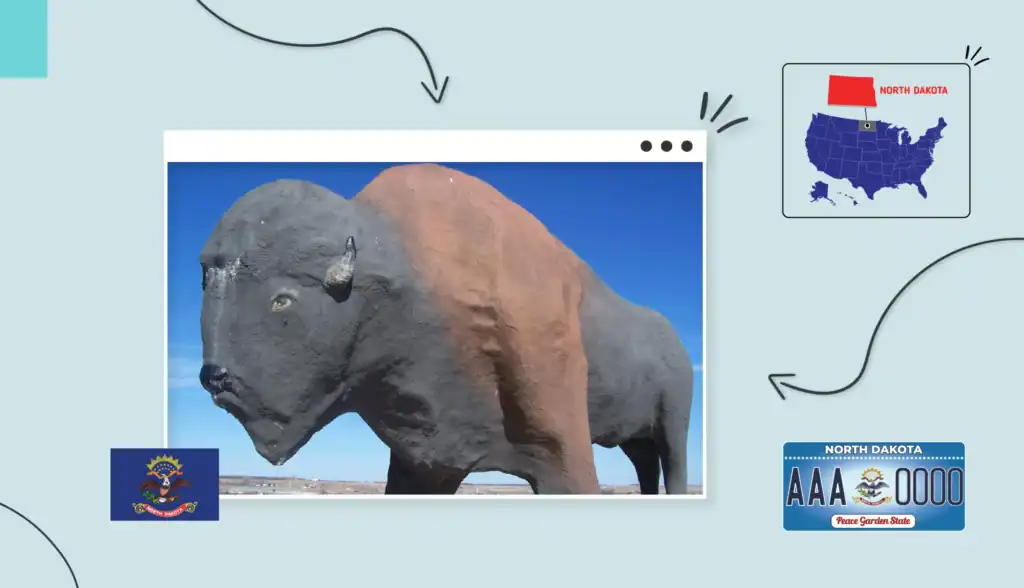 A statue of a bison in North Dakota