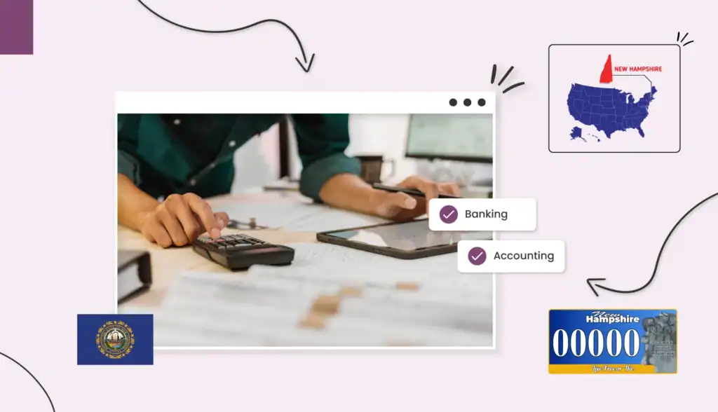 Small business owner using a calculator while they hold a pen in their hand, budgeting for their small business in New Hampshire