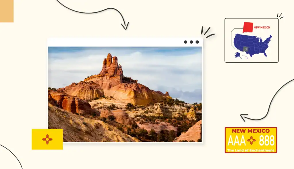 Scenic views of New Mexico 
New Mexico state map