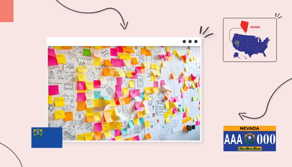 Wall of colourful sticky notes about business ideas in Nevada