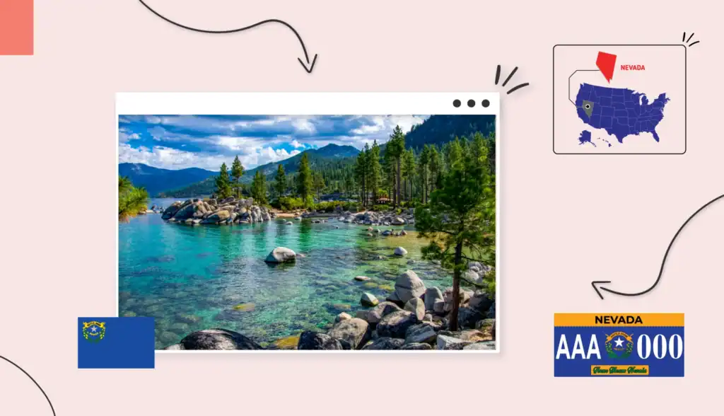 Scenic views of a lake surrounded by forestry in Nevada