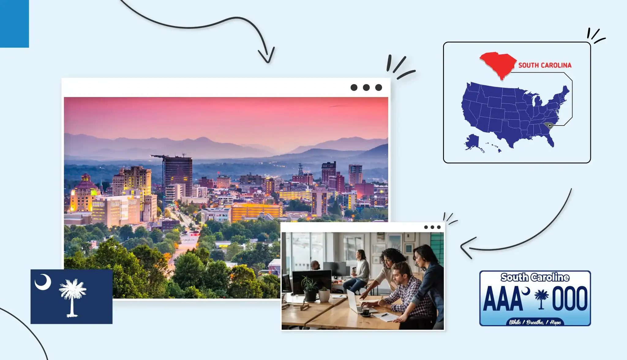 Small business owners looking at a laptop screen in South Carolina