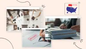 south dakota map states map business meeting stack of forms license approved