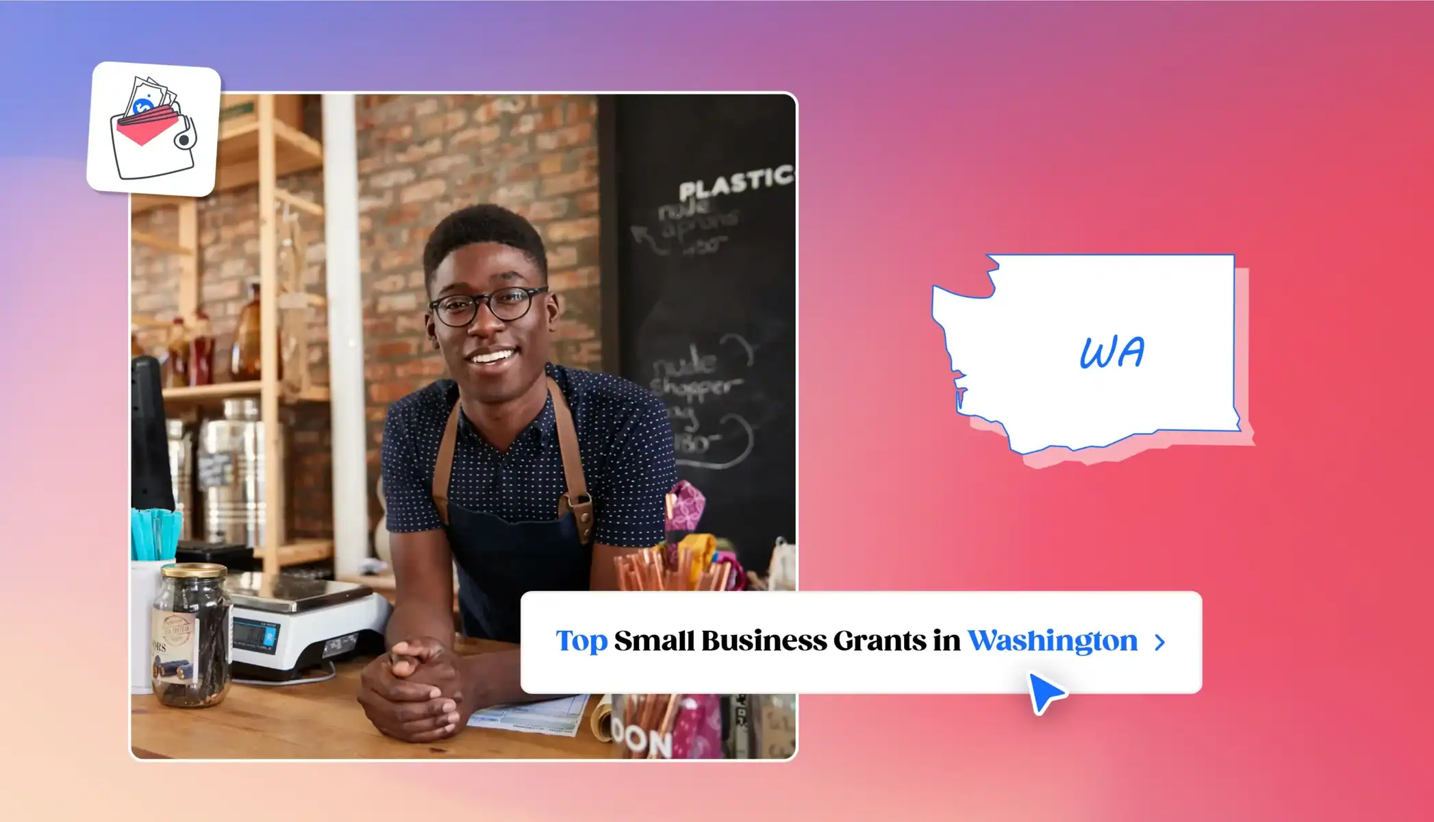 Small business owner in Washington Washington state map