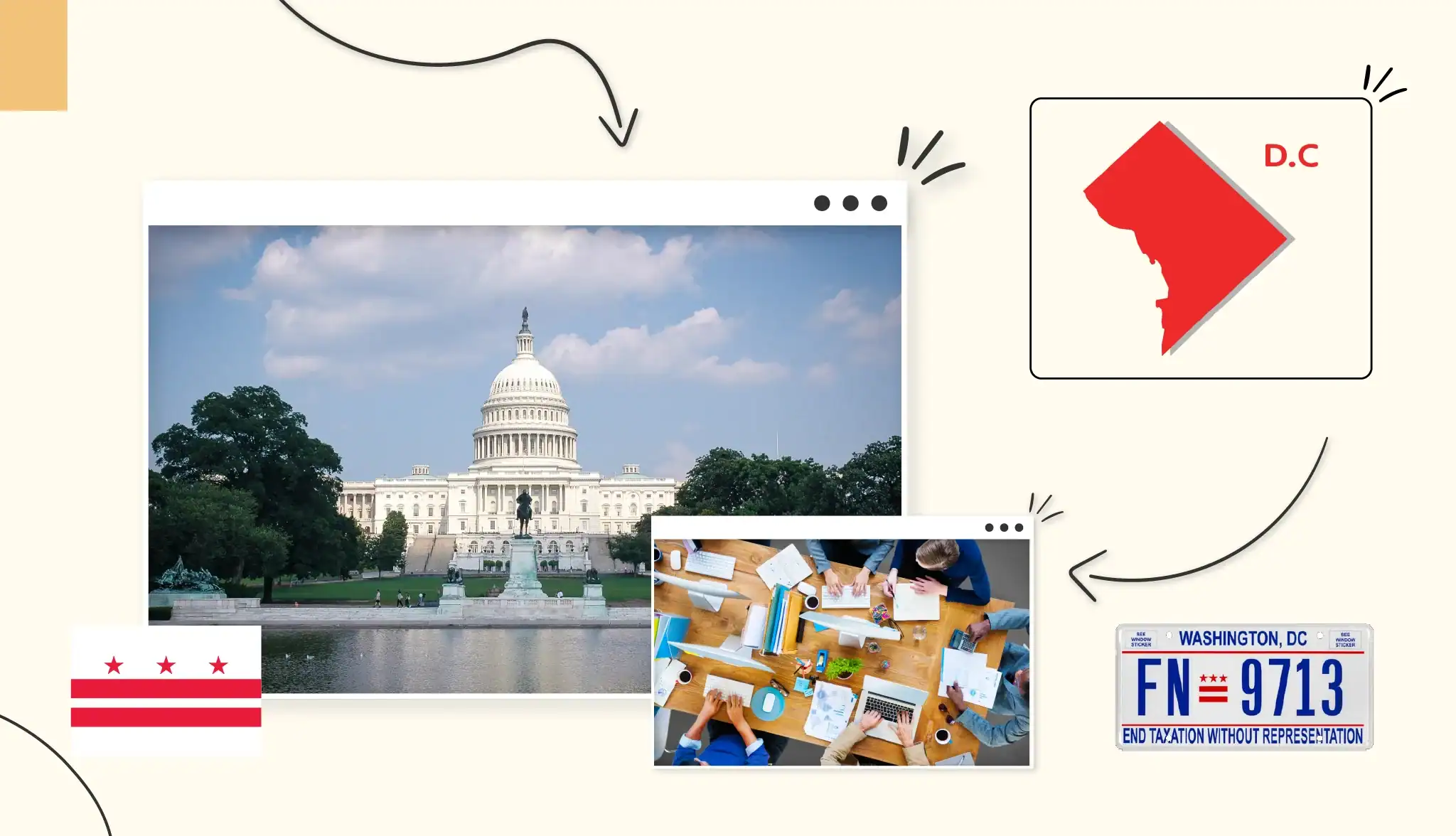 A table covered in papers surrounded by small business owners in Washington DC