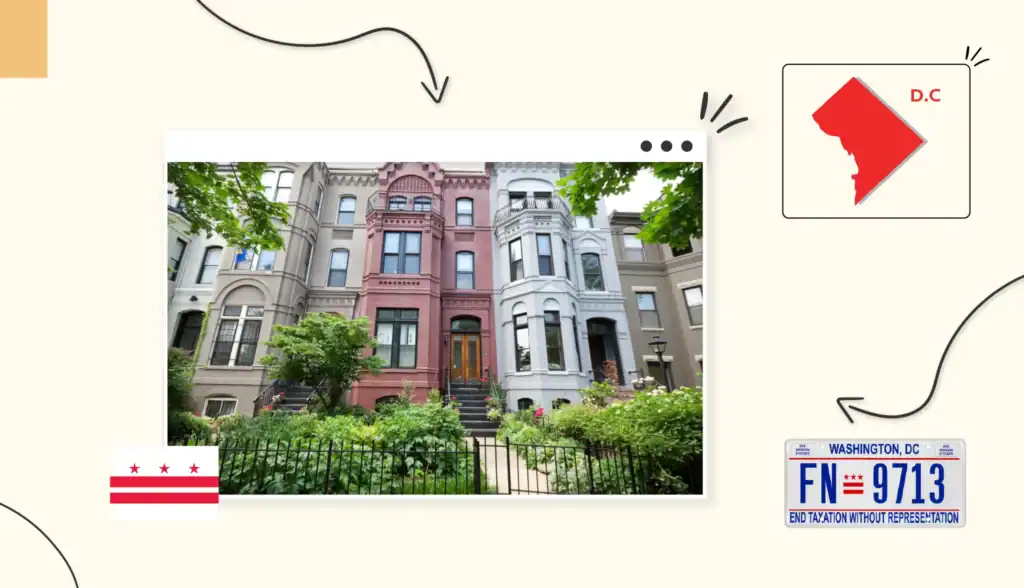 Colorful, Victorian-style townhouses in Washington DC