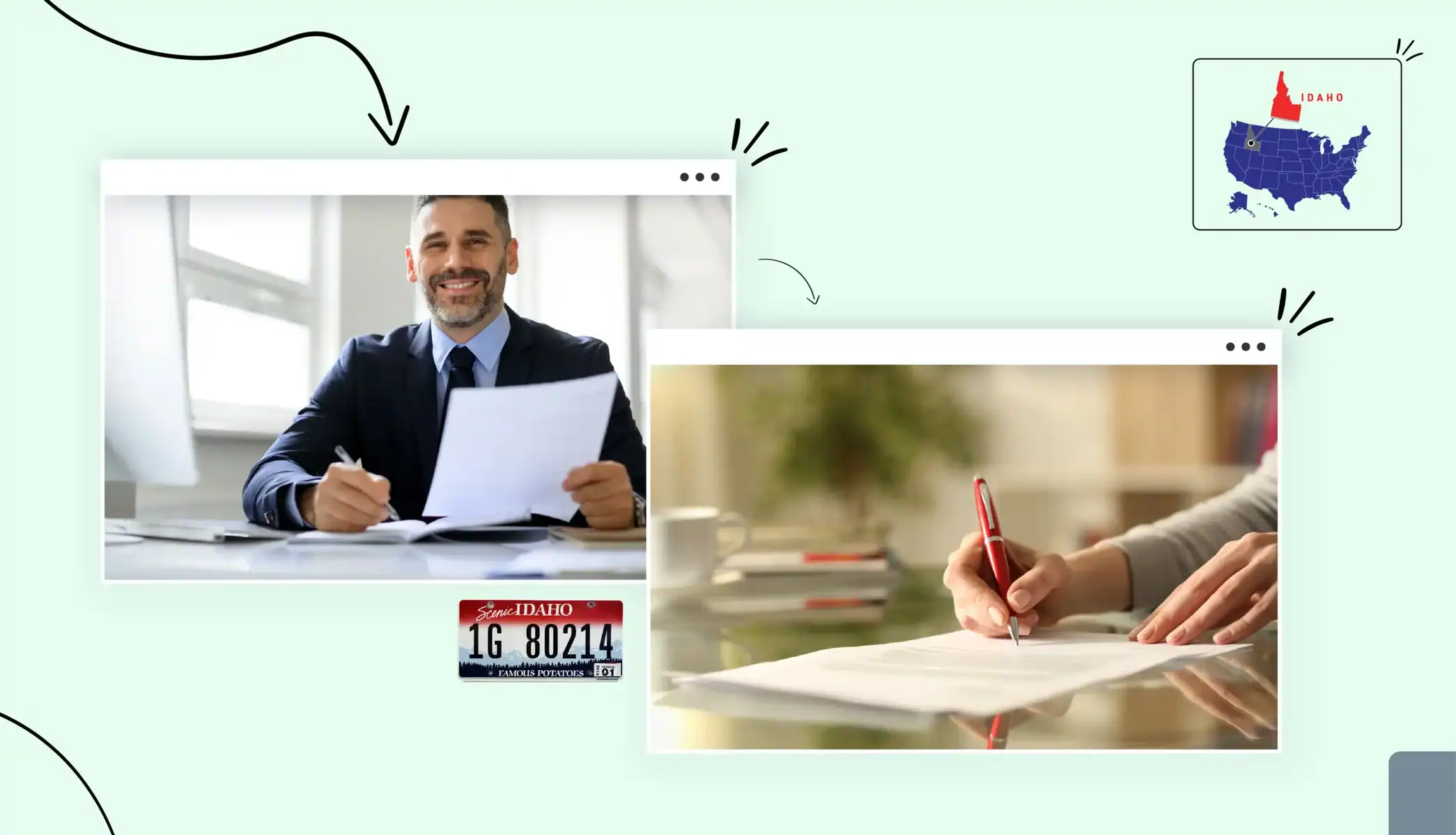 Small business owner signing a document in Idaho