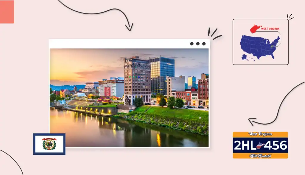 Scenic view of a city next to a small body of water in West Virginia