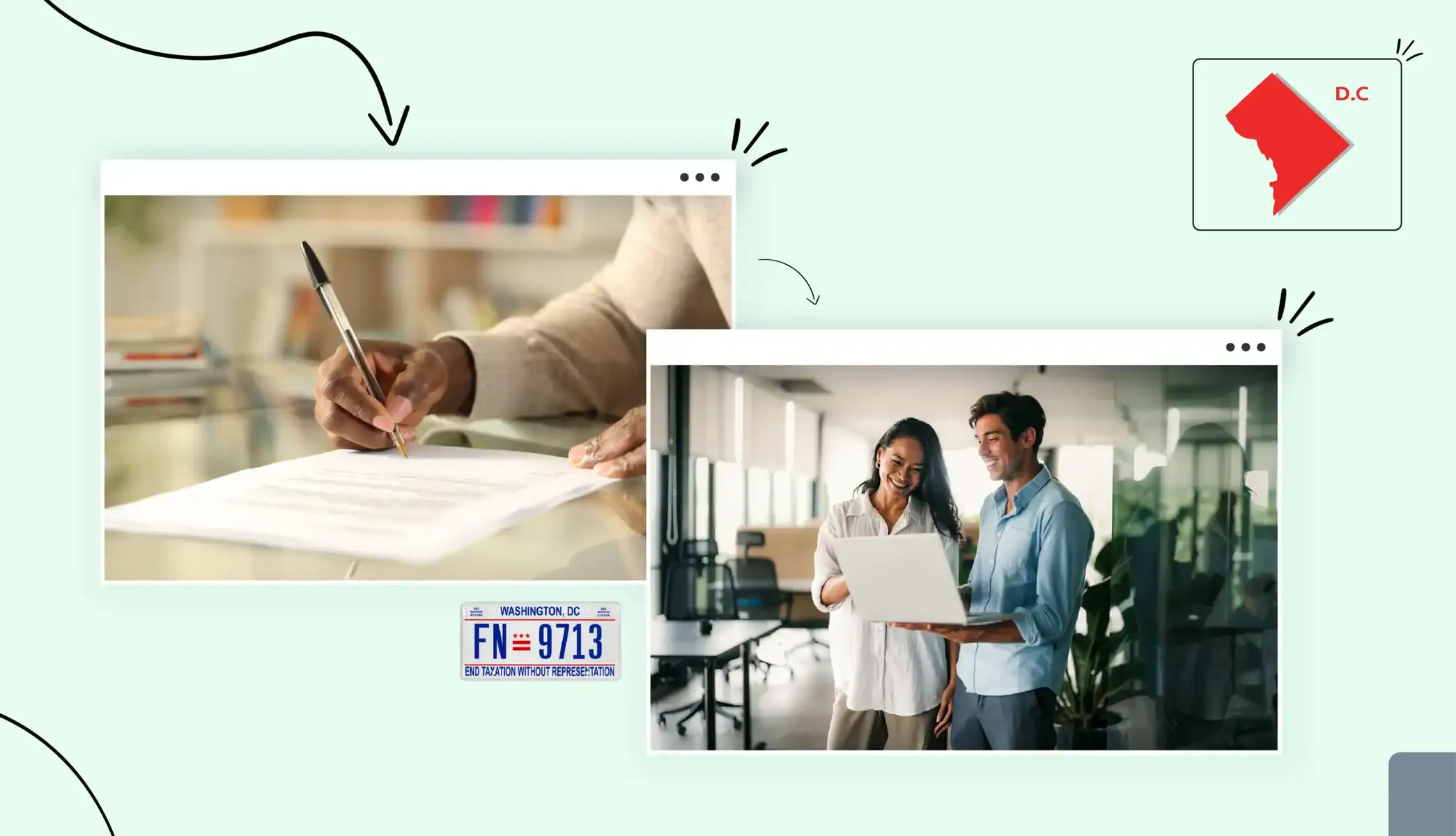 Small business owners looking at a laptop in Washington DC