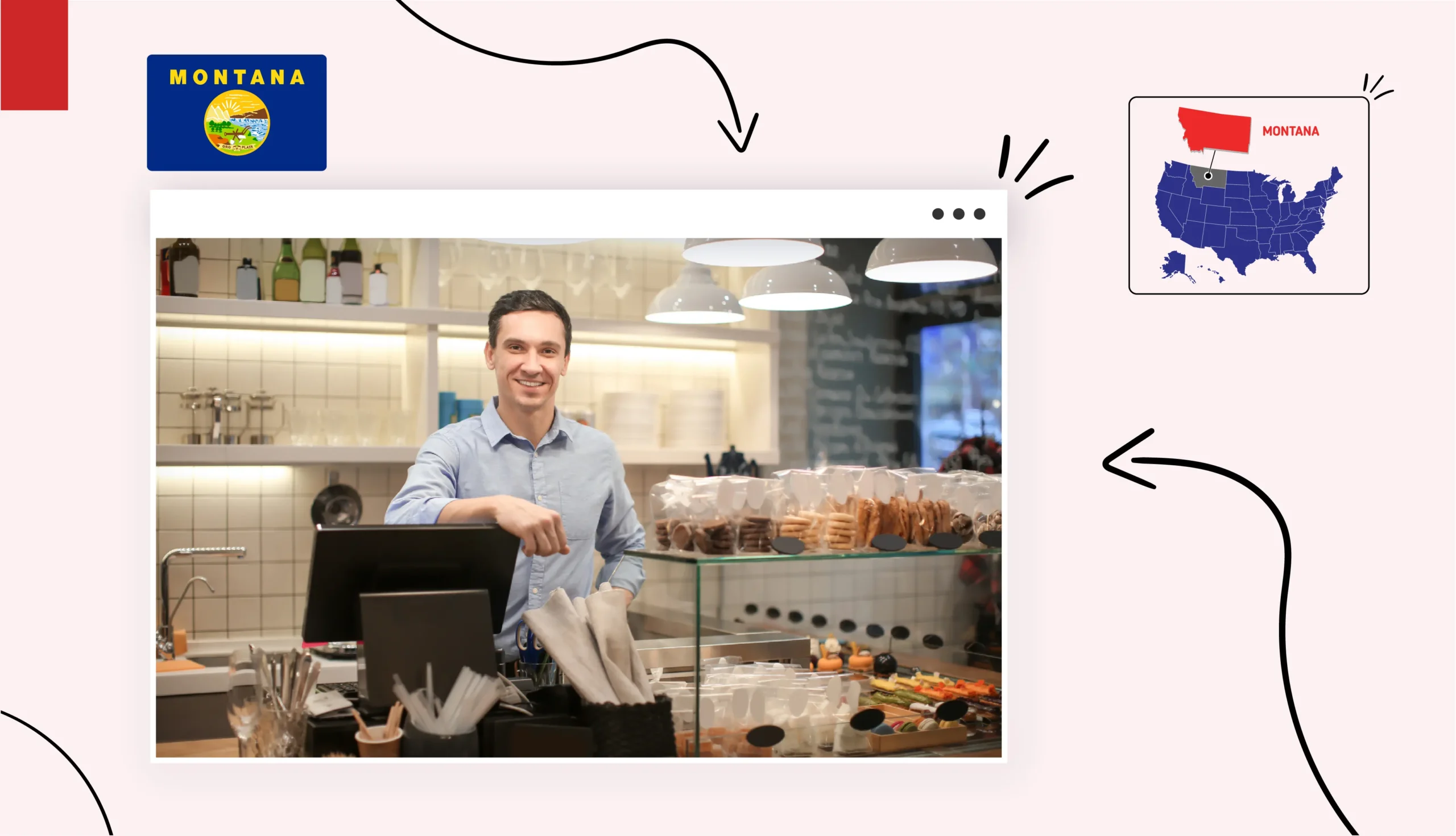 Man in a button down shirt behind a bakery counter in Montana