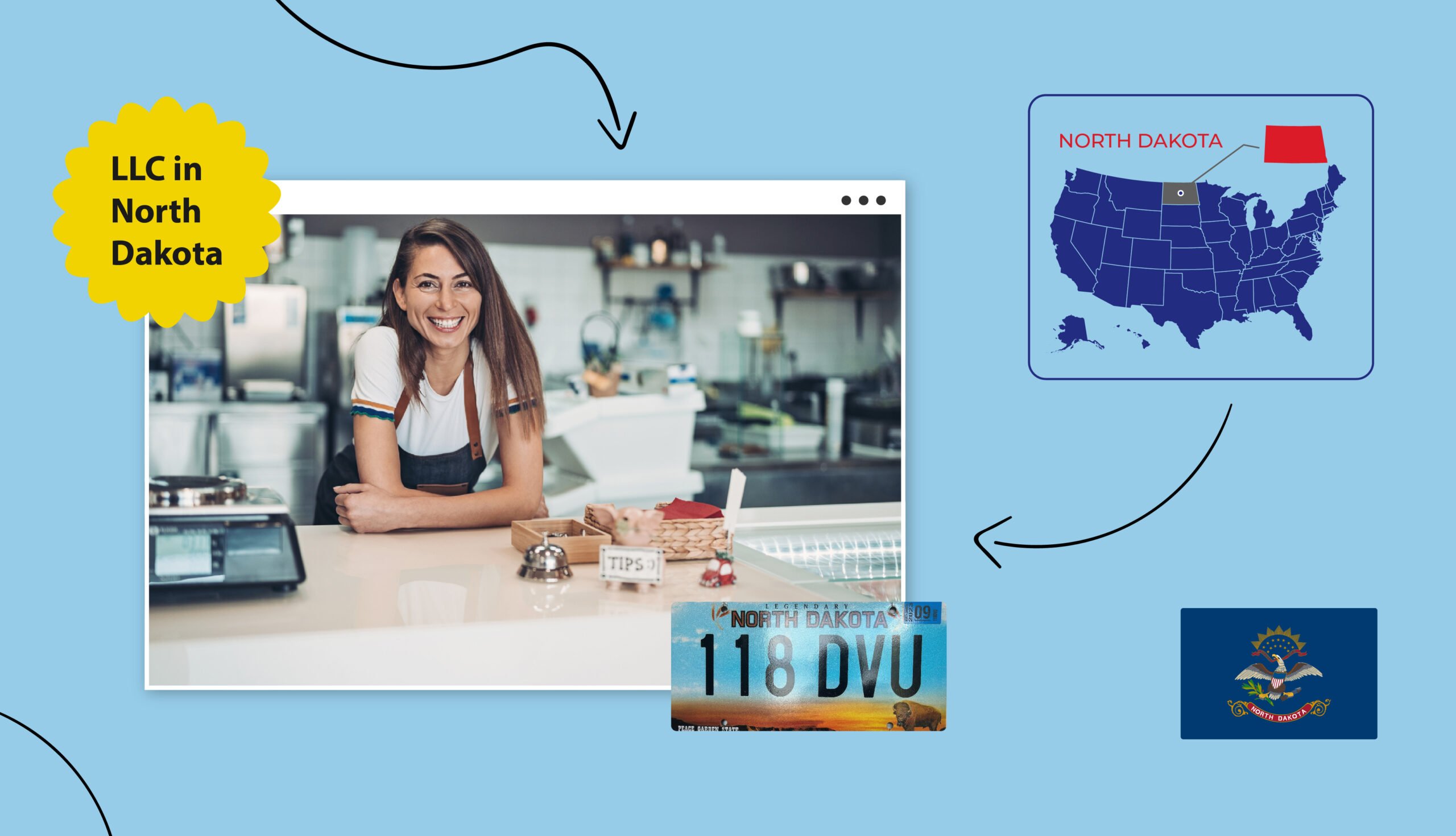 Small business owner leaning against a counter in North Dakota
