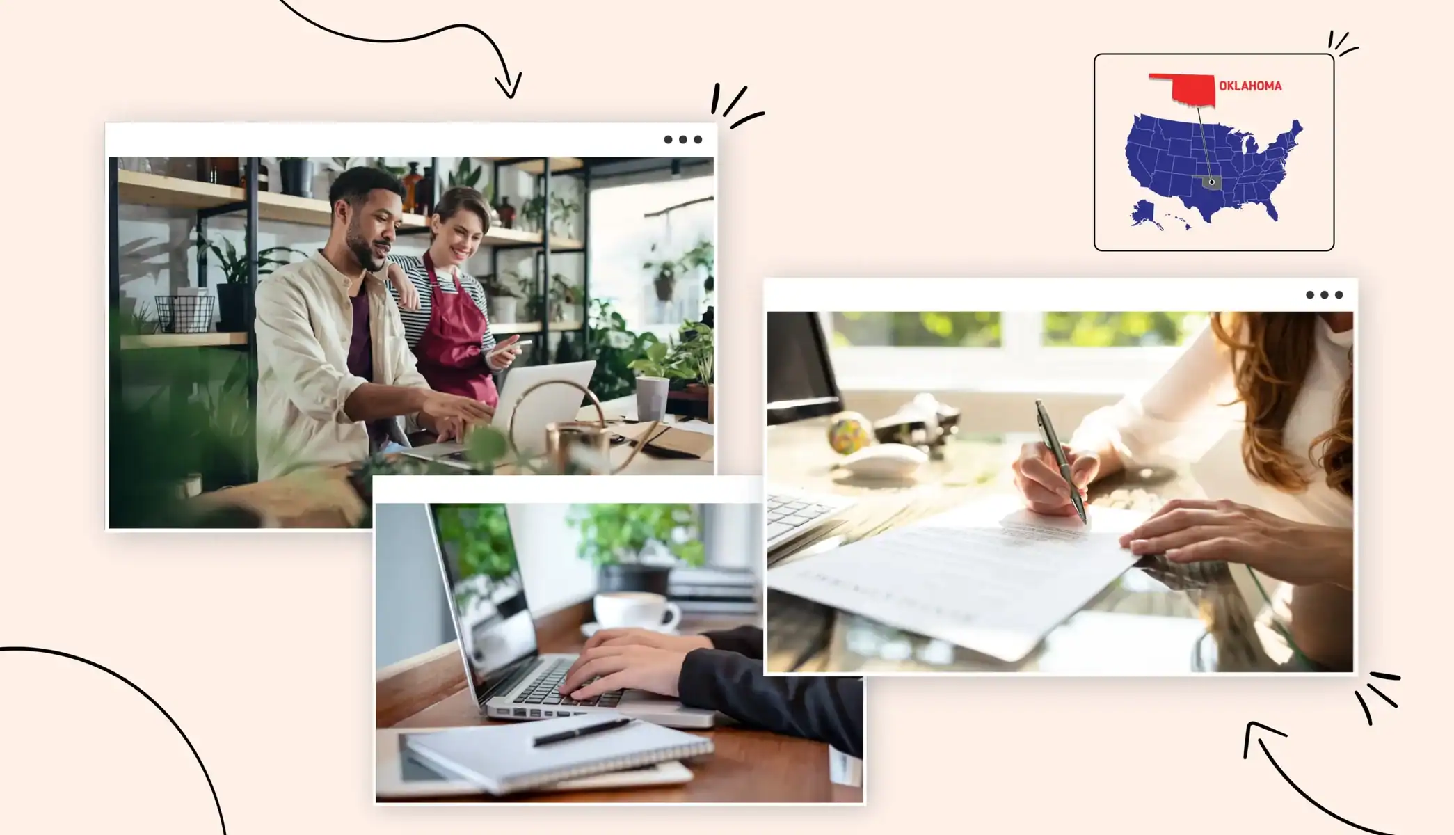 Small business owners signing documents in Oklahoma