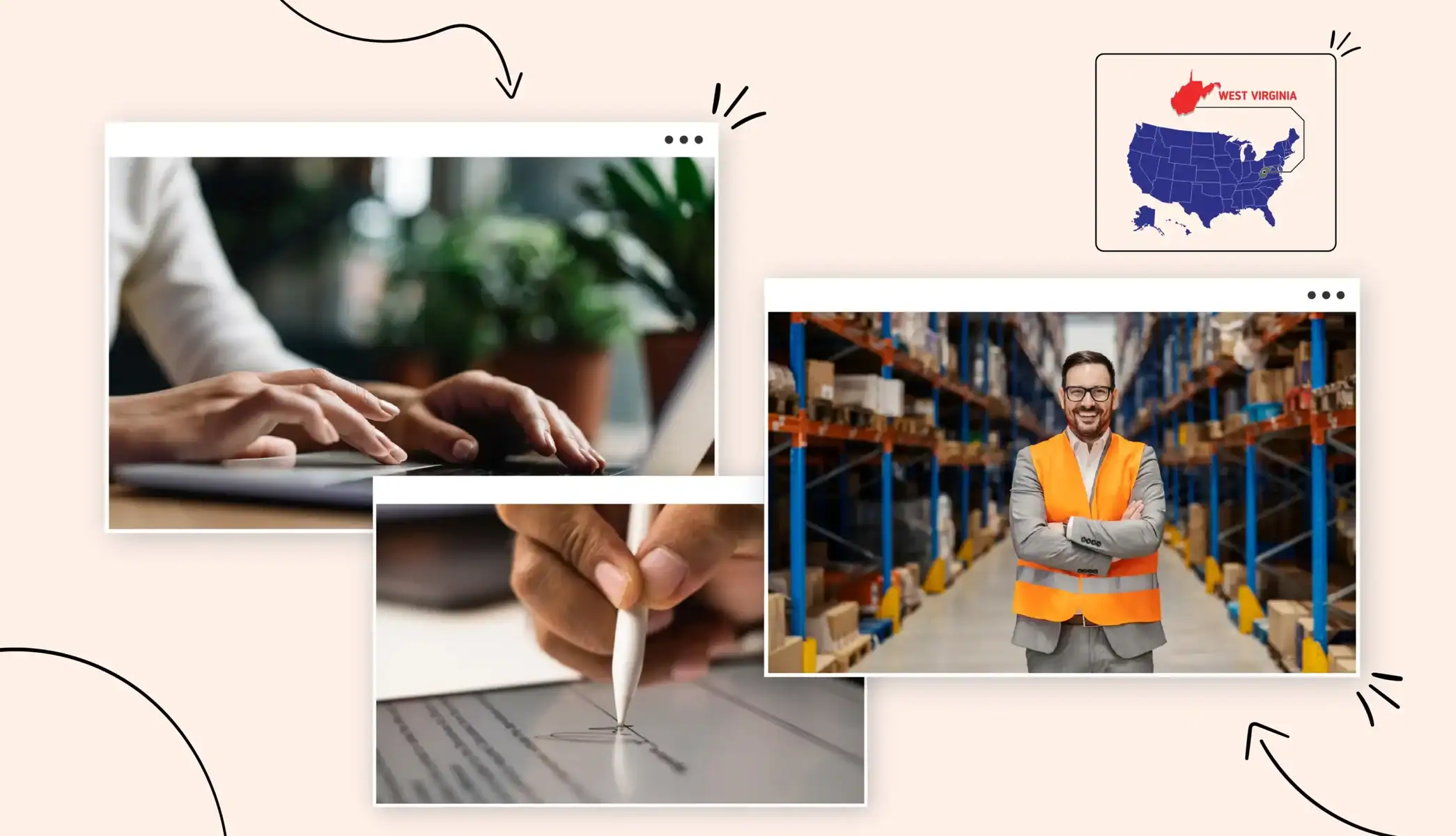 Small business owner standing inside a warehouse in West Virginia