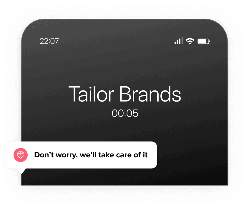 Phone showing tailor brands help center