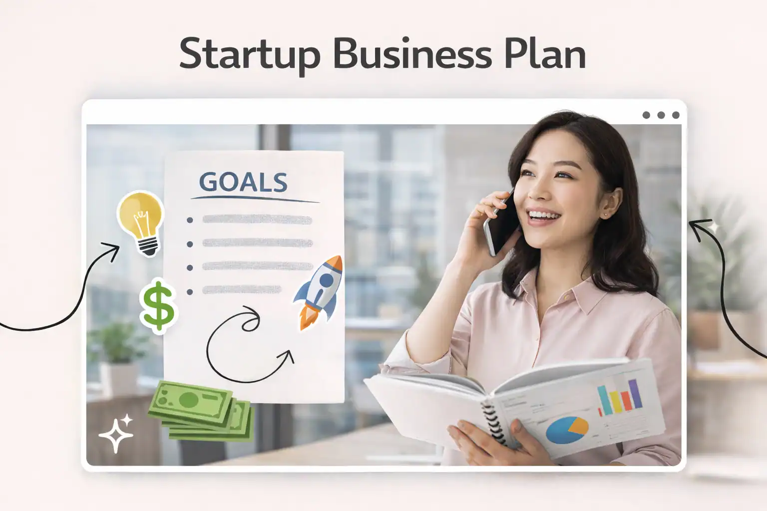 A woman talking on the phone and holding a file of papers in her hand