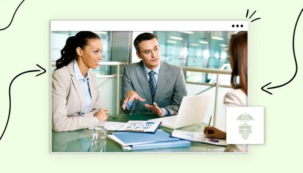 A business woman sitting with an insurance broker deciding on business insurance