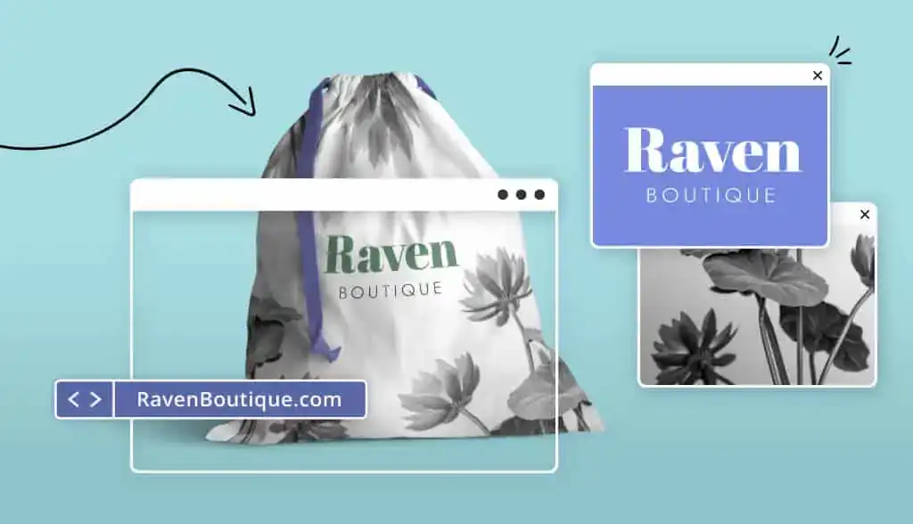 Great logo example with coffee bag and Raven logo