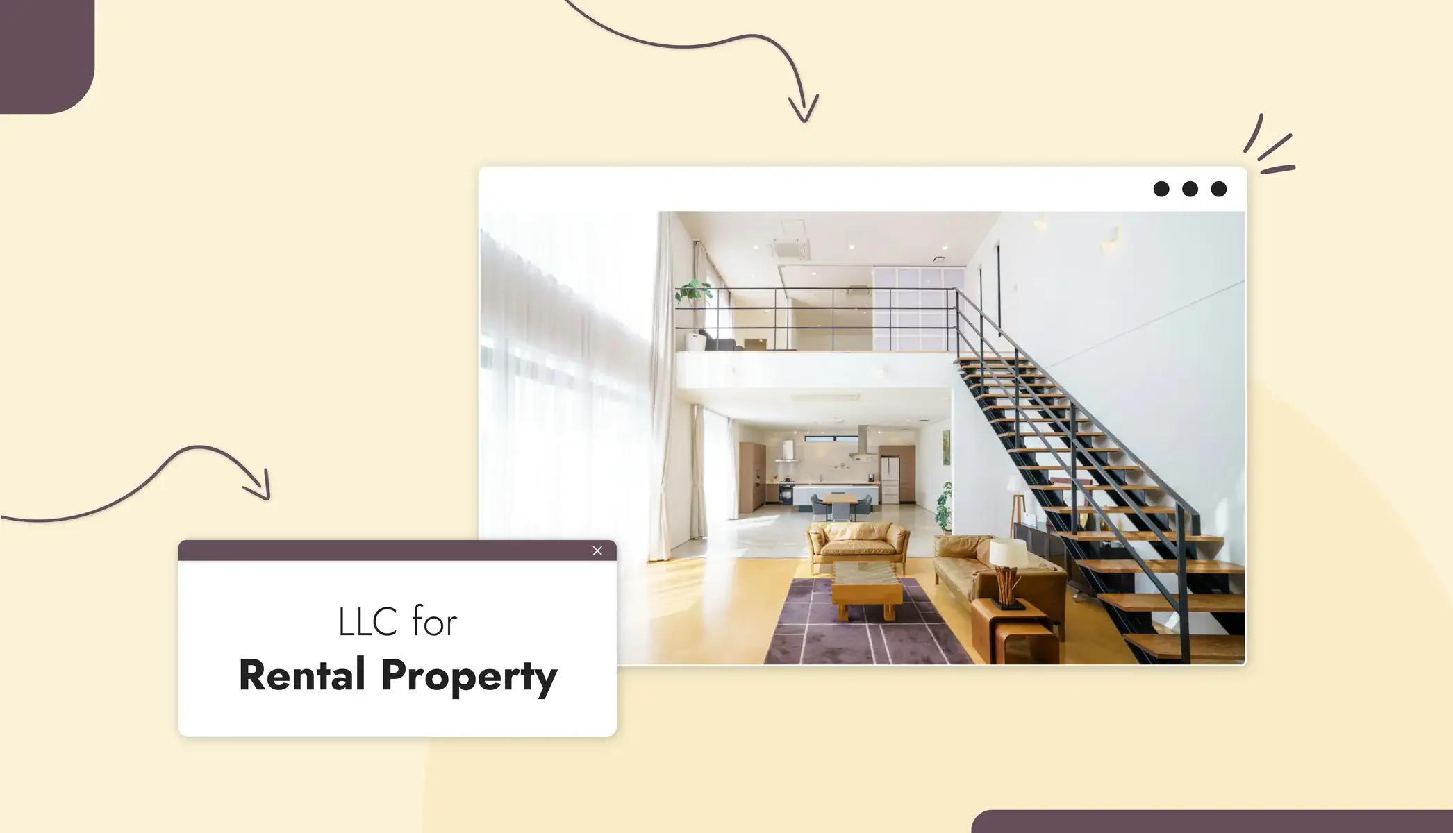 An image of an upscale apartment Text reads, "LLC for Rental Property"